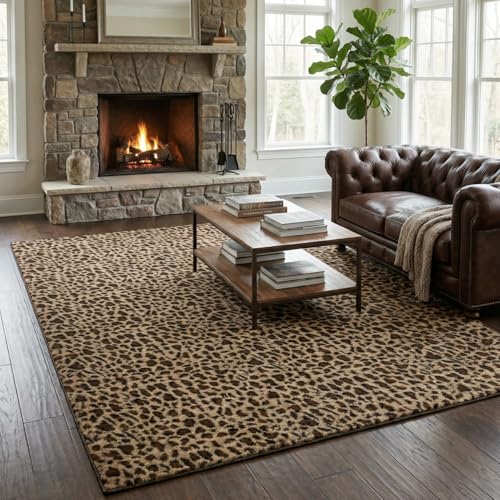 Tapete con Estampado de Leopardo 5x7 Pies