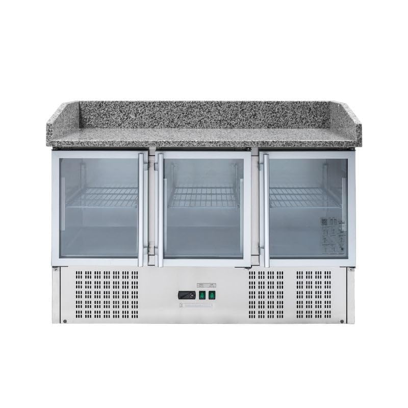 Dynasteel Meuble à Pizza Réfrigéré Compact 600x400-3 Portes Vitrées