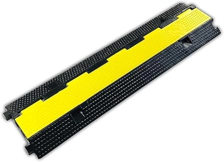 ABS INDUSTRY 2 Channel Rubber Cable Protector Ramp Traffic Speed Bump Heavy Duty Cable Protective Cover Ramp Driveway Hose Cord Track Protector Wires Concealer w/Flip-Open