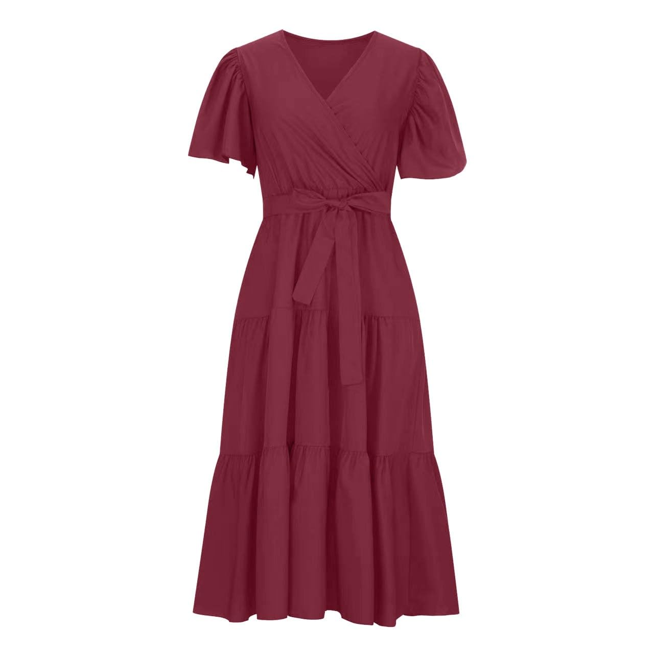 Robe Femme Chic Longue Robe Blanche Col en V Ete Pas Cher Grande Taille Robe Rétro Maxi Robe Lâche Imprimé Florales Bohème Ete Mi-Longue Dress Cotton en Line Tendance Robe Ceremonie Femme