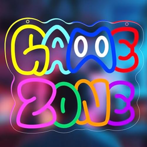 Image of LED Game Sign Game Zone Neon Signs Gaming Room Wall Art Decor Man Cave Lights Signs Gamer Home Bedroom Decoration USB Powered Brightness Adjustable