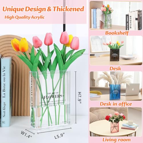 Book-Shaped Vase for Flowers, Book Lovers Gifts Cute Clear Flowers Vases