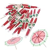 MALUGOGO 50個 夏のパーティー用 ドリンク傘ピック 素材製フルーツ型ケーキ 飲み物用飾り 屋内外対応トロピカル装飾果物スティック