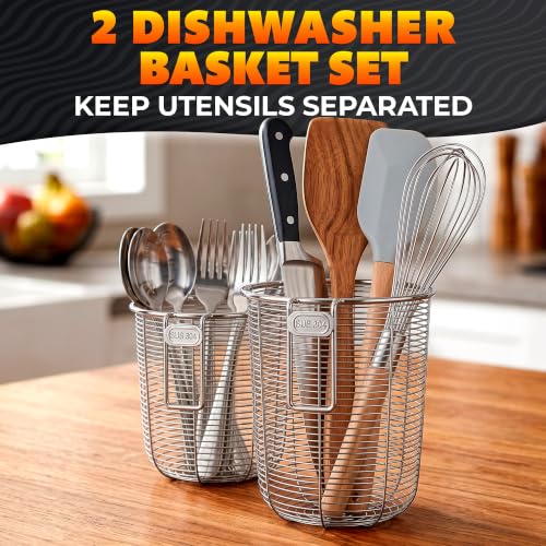 Image of 2 Pcs Dishwasher Chopstick Basket, Utensil Holder, Compact 4.13 & 4.7 In