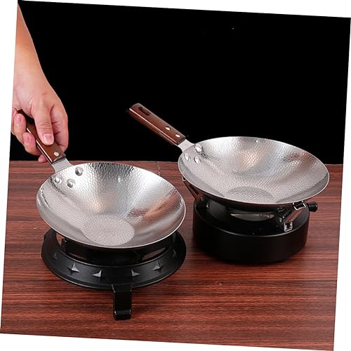 Wok de acero inoxidable 22 cm con mango de madera miniatura 7