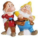Westland Giftware Magnetic Ceramic Disney Snow White Grumpy and Happy Salt and Pepper Shaker Set, 3.75-Inch