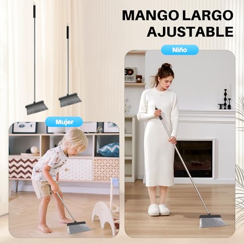 Escoba y recogedor mango largo cepillo barredor JOYMOOP kit de limpieza escoba suelo hogar 4
