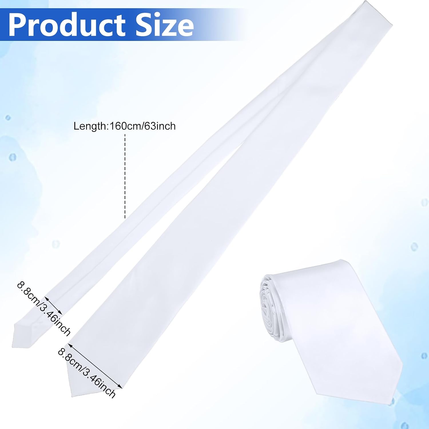 Geyoga 6 Pieces Sublimation Blank Tie for Men Solid DIY Dye White Polyester Neckties Sublimation for Father's Day Weddings Party