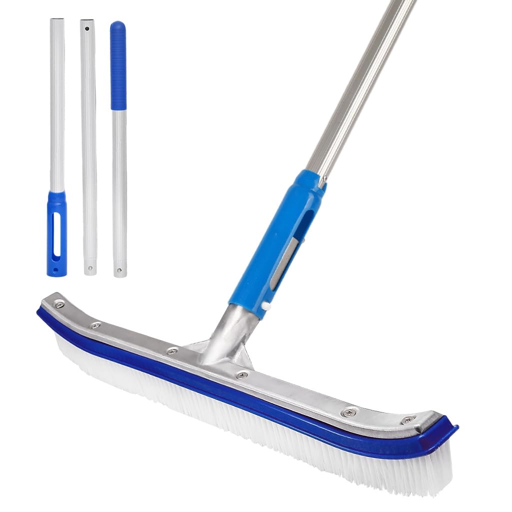 HASTHIP® 120cm Pool Cleaning Brush with Assembly Aluminum Handle, 40cm Bristle Scrubber for Scrub Pool Walls and Remove Debris, Best for Seeping Debris Off All Walls and Floor for Swimming Pool-image-43