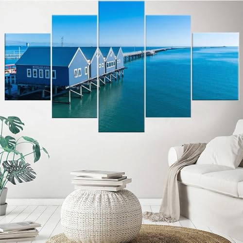 Toile art mural peinture vue sur la mer grand format pour salon et decoration maison moderne