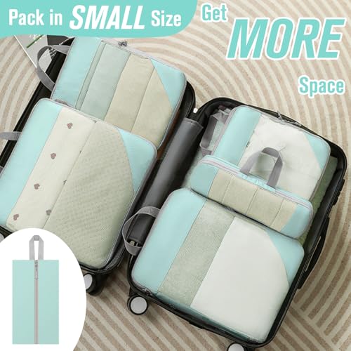 WOOMADA Compression Packing Cubes for Suitcases Travel Essentials 6 Set Rectangle Mesh Expandable Travel Bags Organizer for Luggage4