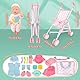 deAO Baby Puppen mit Puppenwagen Spielset, Spielpuppe Puppe interaktiv mit 2 Puppenkleidung, Trink- und Nässfunktion und Zubehör, Ankleidepuppe Kinderwagen Set Geschenkset für Kinder