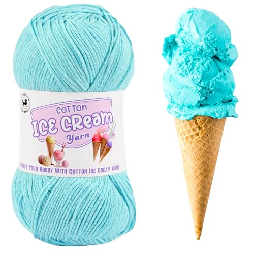 Image of NESTNHAVEN Cotton Ice Cream Yarn - (100g, 250m)- Luxury Yarn for Amigurumi, Embroidery, Toys, Garments, Flowers and Hobby Projects (Turquoise Blue)