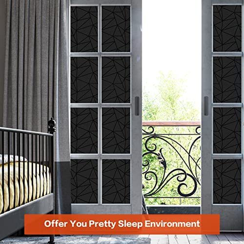 Viseeko Total Black Window Film Decorative Darkening Static Clings Sun Blocking 100% Privacy Non-Adhesive Removable Glass Door Sticker Day Sleep 17.5 X 78.7 Inches #TOP1