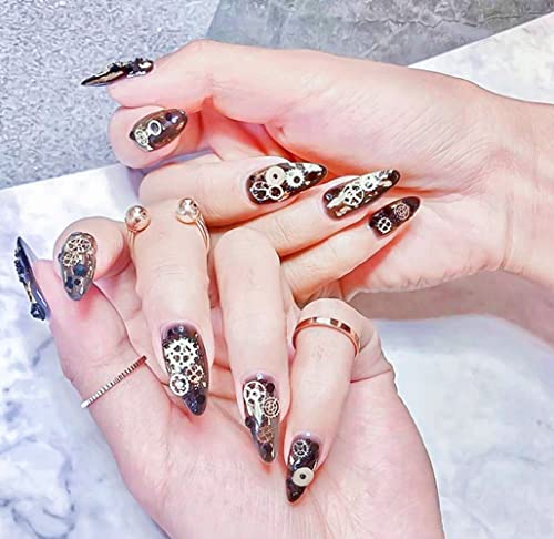 2 Boxes Metal 3D Steam Punk Nail Sequins Nail Glitter Flake 3D Holographic Gears Wheel Nail Art Sequin Decoration Laser Thin Sequin Manicure Tips Nail Rhinestones And Studs Nail Art Decals #TOP5