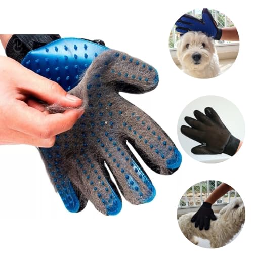 Luva Escova Tira Pelos Pets Cães e Gatos Nano Magnética Remove Pelos Soltos Pente Cerdas Macias Mass
