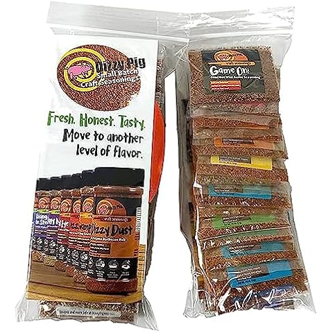 Dizzy Pig Original Seasoning & Rub Blends Sampler Pack (17 Individual Samples) - Hand Made in the USA - Each Pack Seasons 2-4 lbs of Food - MSG Free, Gluten Free Cover