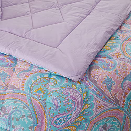 Perkily Lightweight Queen Size Girls Comforter Set 3Pcs Quilt 100% Cotton Paisley Pattern Summer Quilt/Comforter Purple Vintage Bedding Sets #TOP7