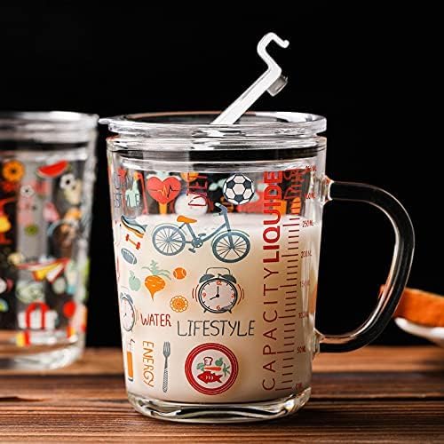 Image of 350ml Cartoon Glass Sipper Mug with Lid, Straw & Solid Handle - Creative Tumbler for Juice, Milk, Tea, Coffee - Spill-Proof Reusable Cup for Kids & Adults - Random Design - Pack of 1
