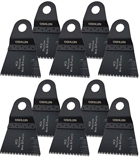 Oshlun MMR-1110 2-2/3-Inch Precision Japan HCS Oscillating Tool Blade for Rockwell or Worx SoniCrafter Hex, 10-Pack