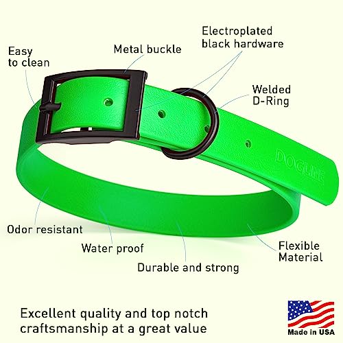 Dogline Biothane Waterproof Dog Collar Strong Coated Nylon Webbing With Black Hardware Odor- Proof For Easy Care Easy To Clean High Performance Fits Small Medium Or Large Dogs #TOP2