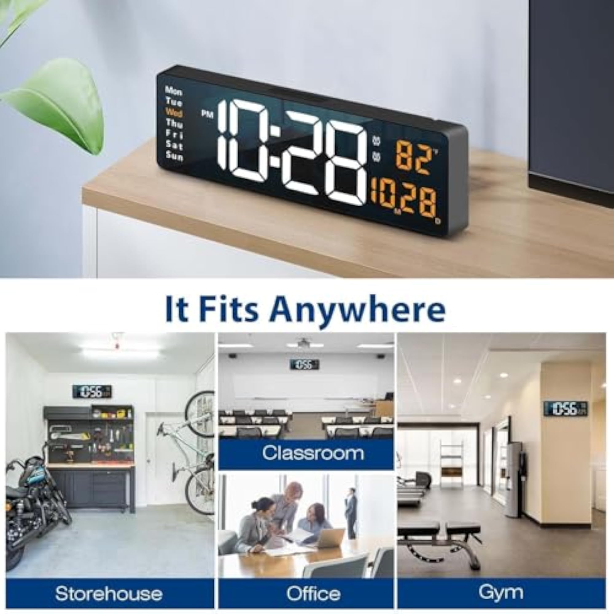 Large LED Digital Wall/Table Clock with Remote Control