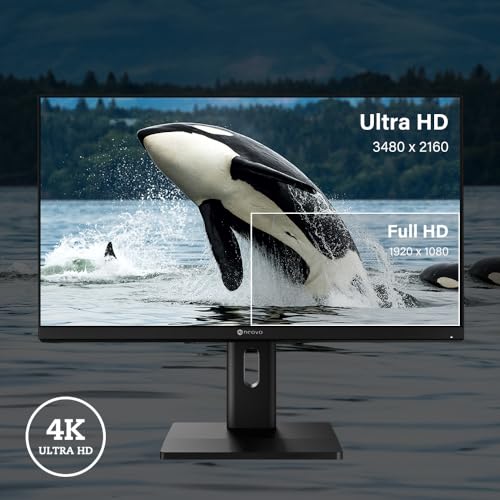 Image of AG Neovo EM2751 27-inch 4K UHD (3840 x 2160) IPS Computer Monitor, USB-C with 65W PD, 60Hz, 5ms, 100% sRGB, Tilt /Pivot /Height Adjustable Stand, Dual HDMI 2.1, DisplayPort 1.4