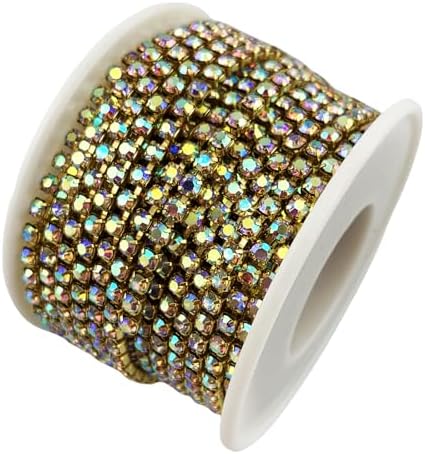 10 Yard Crystal AB Rhinestone Close Chain Clear Trim Sewing Craft...