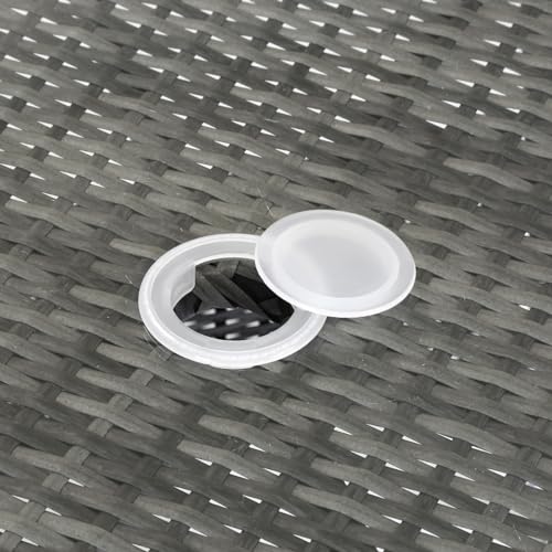 CHARLES BENTLEY Outdoor, Garden, Patio, Durable Weaved Rattan, 4 Seater Dining Table, Grey, Parasol Hole Included, Weatherproof, Contemporary Style, Glass Tabletop, Easy Clean, 26.8kg (110x110x74cm) 8 CHARLES BENTLEY Outdoor, Garden, Patio, Durable Weaved Rattan, 4 Seater Dining Table, Grey, Parasol Hole Included, Weatherproof, Contemporary Style, Glass Tabletop, Easy Clean, 26.8kg (110x110x74cm) - Image 8