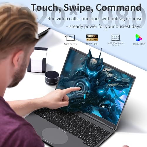 Image of 16 inch Touchscreen Laptop, i3-8109U, 16GB RAM, SSD, RGB Backlit Keyboard, Face & Fingerprint Recognition, 180 Degree Opening and Closing, Win 11 (16GB RAM | 1024GB SSD)