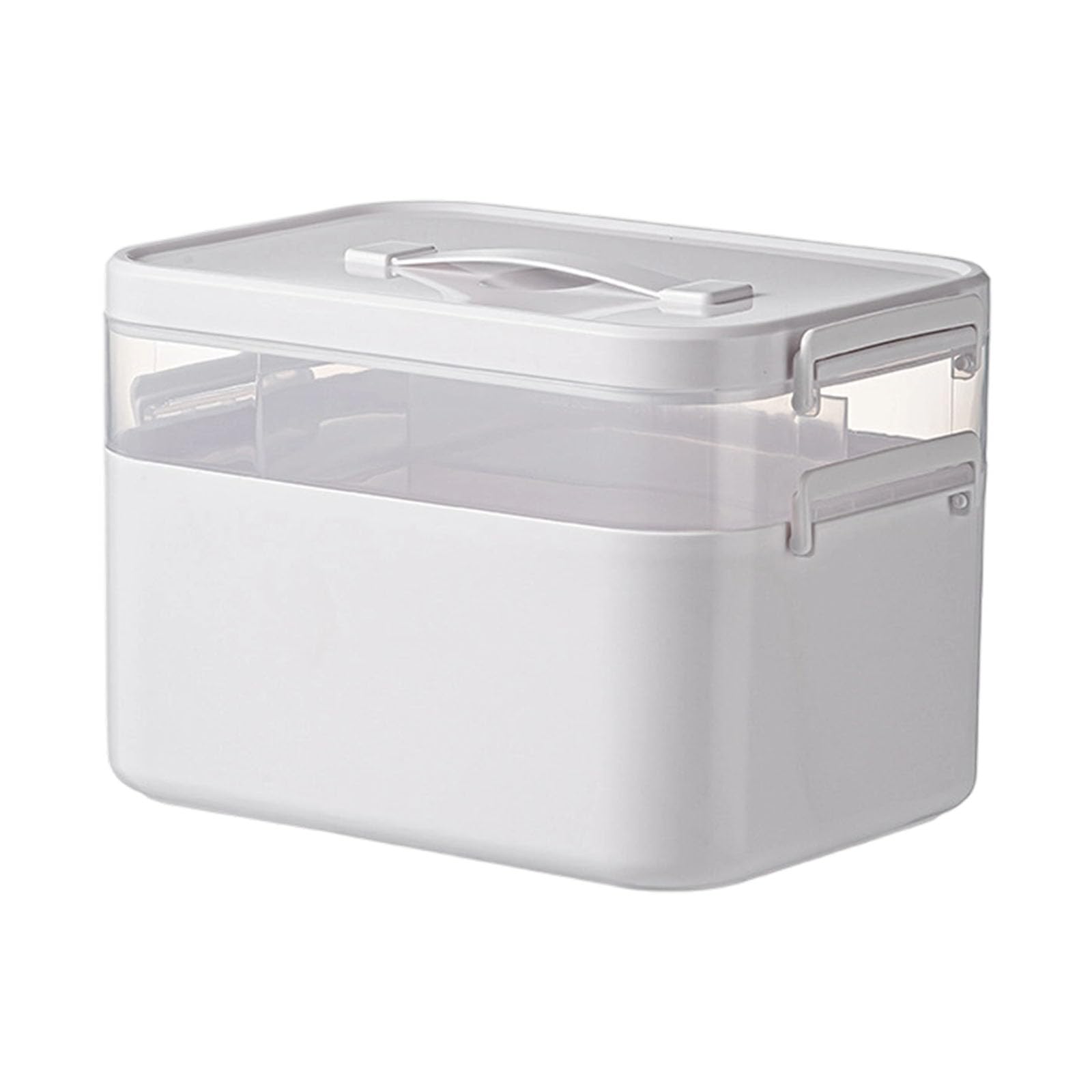 Piceioep PP Medicines Organizers Clear Lid Multilayer Compartments Large Capacity Portable Box for Family PP Medicines Cabinet