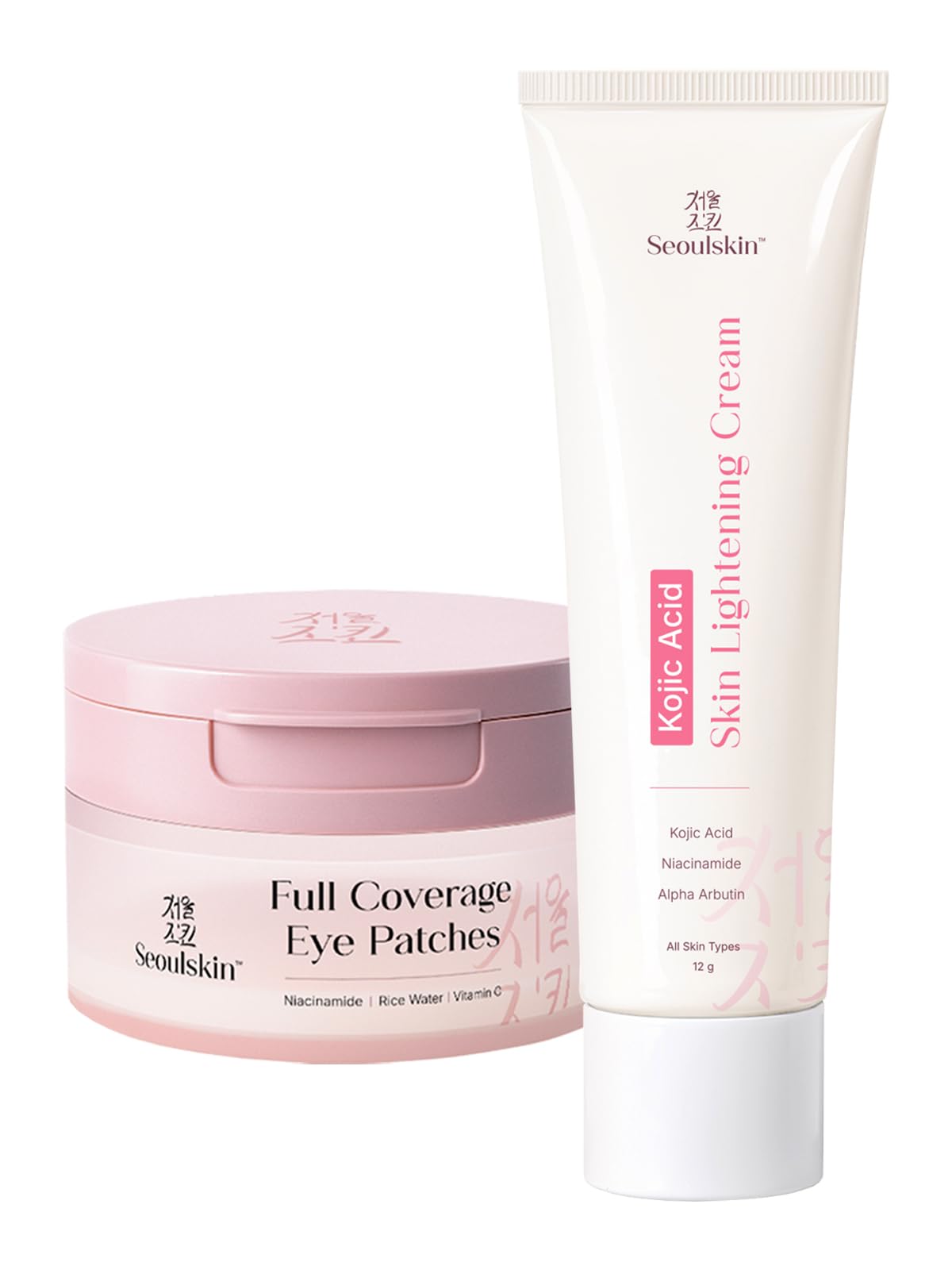 Seoulskin Brightening Skincare Combo | Kojic Acid Skin Lightening Cream with Niacinamide & Alpha Arbutin + Full Coverage Eye Patches with Niacinamide, Rice Water & Vitamin C | For Dark Spots, Pigmentation, Dark Circles & Fine Lines | Hydrating Skincare Set for Men & Women-image-7