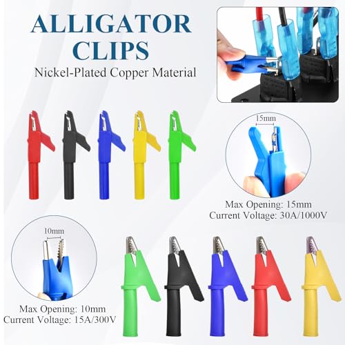 Image of Supkiir 35Pcs Back Probe Kit, Including 5 Automotive Test Leads, 10 Alligator Clips, 5 Wire Piercing Probes, and 15 Multi Angle Flexible Needles for Automotive Electronic Diagnostics Testing Repairing