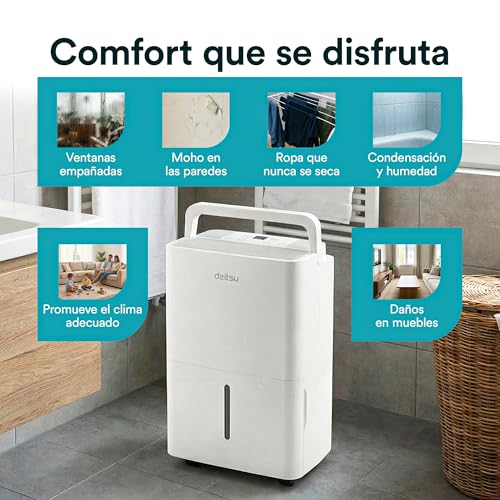 Daitsu Deshumidificador de Humedad 12L Silencioso | Modo Secado de Ropa | Control Automático de Humedad | Diseño Compacto y Bajo Consumo | Ideal para Hogar y Oficina [Clase de eficiencia energética A] - imagen 3