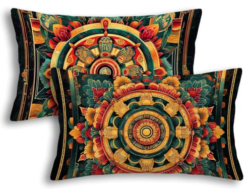 Housse de coussin rectangulaire avec impression recto verso mandala lot de 2 - 2