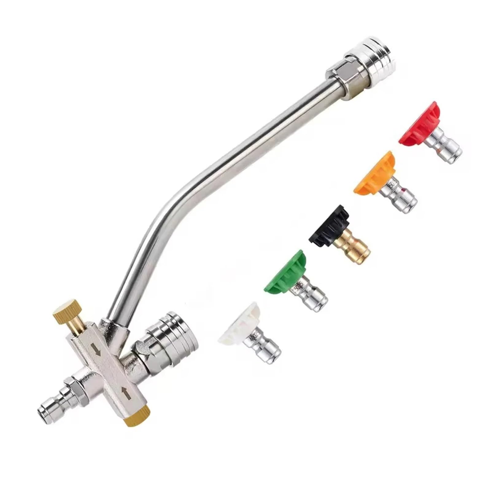 Aywtiun Color 2 Pressure Washer Extension Wand Dual Lance Pressure Washer Wand For Foam Cannon Double Tip Attachment For Soap 1/4" Quick And 5 Nozzles High Pressure Garden Hose Nozzle(Color 2)