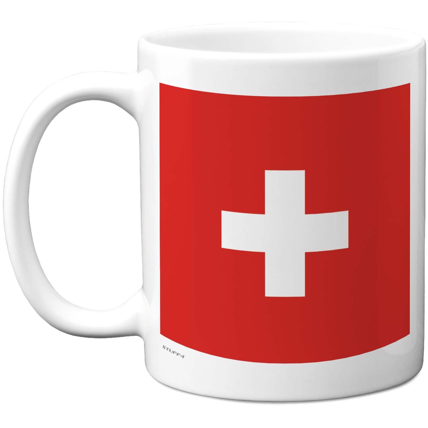Stuff4 Switzerland Mug - Bold Swiss Cross Flag Souvenir - Patriotic Red and White Travel Keepsake - 11oz Ceramic Gloss Mug