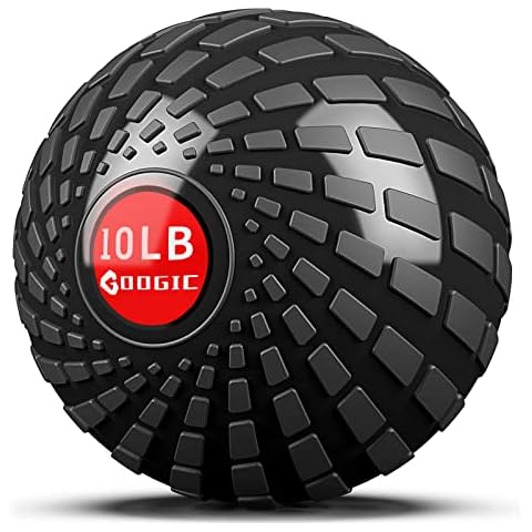 GOOGIC Slam Ball, 10 LB Weighted Medicine Balls Gym Equipment for Cross Training, Cardio Workouts, Strength & Conditioning Exercises - Upgrade Grip Surface Style（Black） Cover