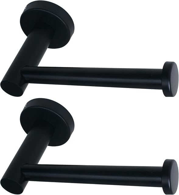 QNIIAED Matt Black Toilet Roll Holder Wall Mounted 2 pcs Toilet Paper Holder SUS 304 Stainless Steel Loo Roll Holder Waterproof Rustroof Toilet Tissue Storage Holder For Bathroom
