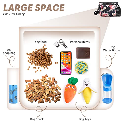 Large Dog Treat Pouch For Training With Magnetic Closure, Portable Dog Walking Fanny Pack Built-In Poop Bag Dispenser And Multiple Pockets, Includes Waist Belt Clip, Adjustable Shoulder Strap (Rose) #TOP4