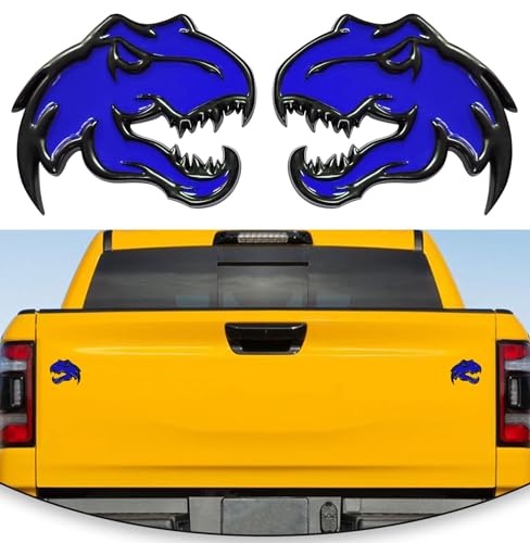 Image of A Pair Dinosaur Metal Emblem Sticker for Dodge RAM TRX 1500 2500 3500 Charger Challenger (Blue)