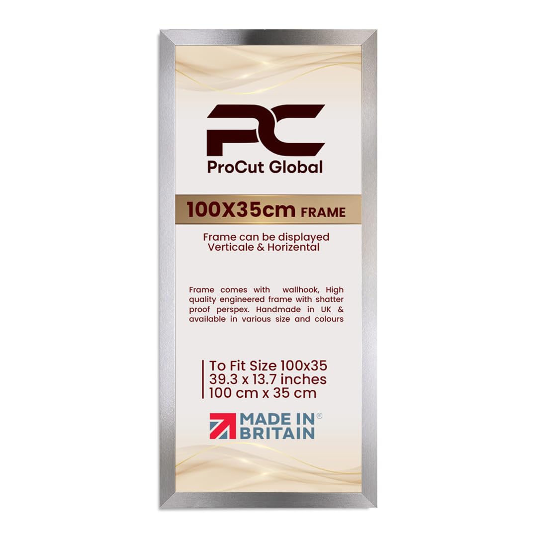 Procut Global 100X35CM Aluminium Picture Frames - Modern Wooden Photo Frame with Shatterproof Perspex for Wall or Tabletop - Perfect for Posters, Certificates, Prints - Sizes & Colors Available