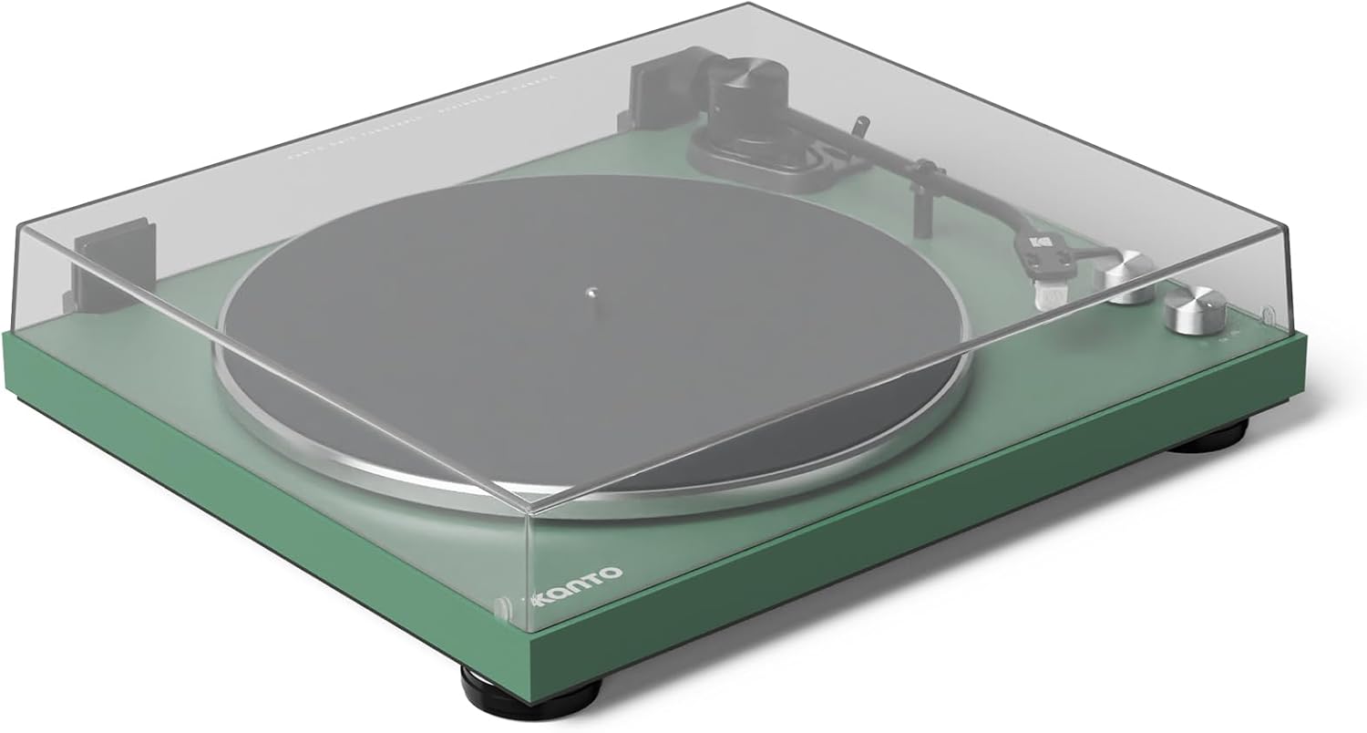 Kanto OBI3 Belt Drive Turntable w/Bluetooth 5.3 & Preamp | Pitch Control | AT3600L Cartridge | Aluminum Platter | Matte Green