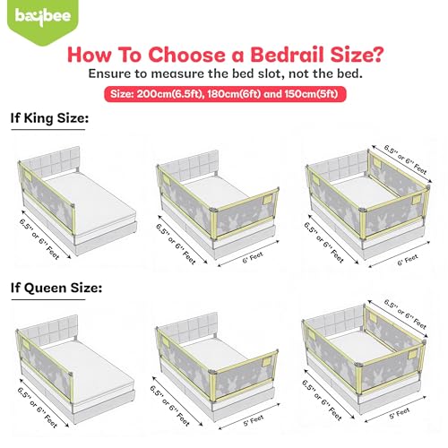 Image of BAYBEE Baby Bed Rail Guard (180x63cm), Bedrail for Baby Toddlers Safety, Portable Kids Bedrail Safeguard Fence with Adjustable Height | Foldable Single Side Bed Protector for Newborn Babies (Pink)