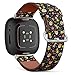 CJBROES Replacement Leather Watch Band, Compatible with Fitbit Versa 3 and Fitbit Sense of Wristband Bracelet Accessory - Cute Macaroons Cakes