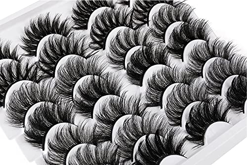 Calphdiar False Eyelashes Fluffy Faux Mink Lashes 14 Pairs Wispy 8D Dramatic Eyelashes 7 Styles Mixed (16mm - 20mm)