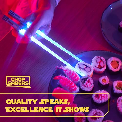 Lightsaber Chopsticks Light Up - LED Glowing Light Saber Star Wars Chop Sticks - Reusable Sushi Lightup Sabers Chopstick Set Of 1 Blue Pair #2