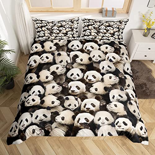 Panda Bedding Set Kids Cute Animal Pandas Comforter Cover Set for Girls Boys 3D Panda Beared Duvet Cover Women Men Lovely Wild Bedding & Linen Bedding & Linen King Size