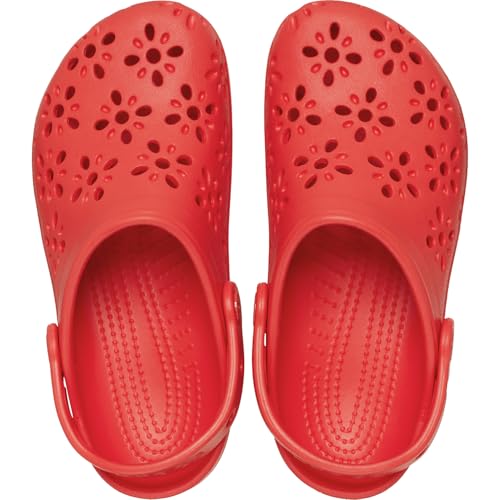 Crocs Unisexe Enfant Classic Floral Cut Out Clog K Sabots, Cherry Red, 33/34 EU