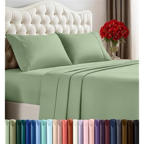 Utopia Bedding Full Sheet Set – 4 Piece Bed Sheets for Full Size Bed, Soft and Breathable Microfiber, Includes 1 Fitted Sheet, 1 Flat Sheet and 2 Pillowcases (Sage)